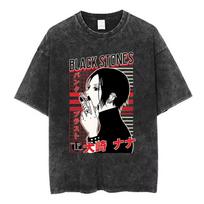 Nana Osaki Manga Print Tshirt Unisex Vintage Washed Cotton Short Sleeve Oversized Anime Punk Daily Casual Street Fashion Tees S black
