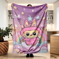 Labubu Print Blanket - Soft & Comfortable, for Bedroom, Travel, Sofa, Home Decoration - Birthday Christmas Gift for Friend 100cmx150cm