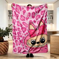 Labubu Print Blanket - Soft & Comfortable, for Bedroom, Travel, Sofa, Home Decoration - Birthday Christmas Gift for Friend 80cmx120cm