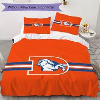 Denver Broncos Pattern Bedding uilt Set uilt Cover Pillowcase Home Decoration Birthday Gift (1*duvet cover + 2*pillowcase without core) 135x200cm red