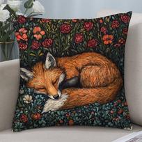 William Morris Art Fox Pillow Case Short plush Double-sided Print Square Throw Pillow Covers Sofa Home Cushion Decor 16x16in 40x40cm brown