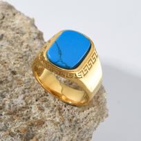 R3509 Men's High Quality 316LStainless Steel Onyx Gild Rings Classic Fashion Trend Jewelry Product 12 turkis