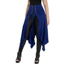 Women's Vintage Skirts Irregualr Hem Steampunk Long Skirt Gothic Cosplay Dress Skirt S mėlyna