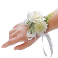 Riešo gėlė, neblunkanti, daugiaspalvė, puošia, elegantiška nuotaka, jaunikis, dirbtinė riešo korsetė vakarėliui balta