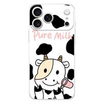 Soft Clear TPU Phone Case For iPhone 17 Air 16E 16 11 15 14 Pro MAX 12 13 7 8 Plus SE Easter Cover Dairy Cattle Cow Speckle Cute For iPhone Air white
