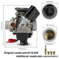 NIBBI PD24J Carburetor 24mm 125cc 150cc PD Powerful Carb with Metal Drain Valve For Honda GY6 ATV BAJAJ Go Kart Motorcycle Parts gray