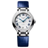 LONGINES Elegant Series Automatic Mechanical Movement 30 Meters Waterproof Silver Dial Stainless Steel Case Alligator Leather Strap L8.124.4.71.2 sidabras