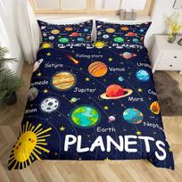 Saulės sistemos užvalkalų komplektas vaikams Kosmoso galaktikos patalynės komplektas Visatos planetų antklodės užvalkalas Astronomijos antklodės užvalkalai 140x200cm