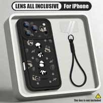 Modern Love Hearts Print Lanyard Case For iPhone 18 Pro Max For iPhone 17 16 15 14 13 Pro Max 17E Shockproof Bumper Soft Silicone Cover iPhone 16 Pro Max black