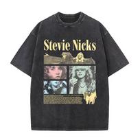 Fleetwood Mac Rumours Stevie Nicks T-shirt Vintage Washed Oversized Streetwear Men Women Summer Cotton Short Sleeve Graphic Tee L black