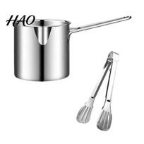 Kitchen Deep Frying Pan Stainless Steel Fryer, Oil Saving Fry Pot with Basket & Kitchenware Clip for Home Commercial, Heat Resistant Gas Stove Durable gray