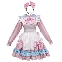 Halloween pink maid dress L dress loli stage dress maid dress soft girl cafe maid dress L white