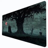 Dark Gothic Giant Tree Red Blood Moon Crow Graveyard Large Gaming Mouse Pad Mysterious Landscape Tapis De Souris 900x400x2mm black