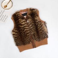 Mao Mao vest real rabbit fur vest fur integrated children boys and girls thickened fur vest vest vest genuine leather adult S black
