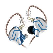 KZ ZS10 Pro 3,5 mm laidinės į ausis įdedamos ausinės 1DD+4BA hibridinės hifi muzikos ausinės, sportinės ausinės, 2 kontaktų No Mic sidabras/mėlyna