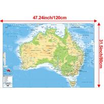 Berėmis Australijos žemėlapis-Geografinis žemėlapis,Sienų dekoras,Mokslas,Dovana,Mokslo ir kelionių planavimas,Švietėjiškas sienų menas,Namų dekoracija 120*80cm beige