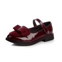 Mergaitei plokščiapadžiai Vaikams Princesės Batai su Kaspinėliu Saldūs Vaikams Mary Janes Elegantiški Klasikiniai Britiško Stiliaus Mados Ruduo 32 vyno raudonos spalvos