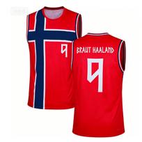 Haaland 9 Norvegija Vyriški Krepšinio Marškinėliai Tankinis Viršutinė dalis Berankovis Sportinis Liemenė Kvėpuojanti Greitai Džiūstanti Gatvės Stiliaus Vasaros Laisvalaikio 3XL red