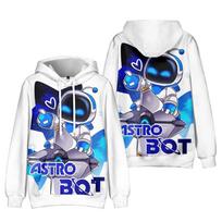 Cartoon Astro Bot Spaceship 3D Printed Hoodie, Starry Sky Background Pullover Hooded Sweatshirt for Fans XS blue