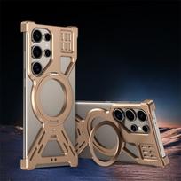 For Samsung Galaxy S23 S24 S25 S26 Ultra Aluminum Alloy Magnetic 360° Bracket Phone Case Metal Heat Dissipation Shockproof Cover For Galaxy S25 Ultra auksas