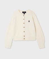 Who.A.U Steve Cardiganas su apvalia iškirpte / Whckg4923F (Ac)Melange Gray/S_085 white