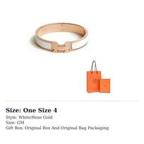 HERMES Clic H Enamel Bangles Women's White/Rose Gold H700001FO31 One Size 2 auksas