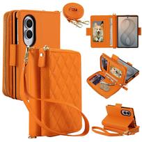 Crossbody Multi Cards Solt Zipper Flip Leather Phone Case for For Samsung Galaxy Z Fold8 Fold 8 Wide Shockproof Book Stand Cover Galaxy Z Fold 8 oranžinė