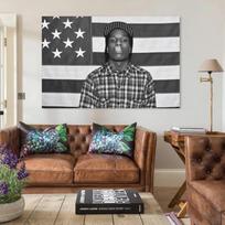 AAP Rocky ASAP Amerikos Vėliava Rap Raperis Motyvacinis Įkvepiantis Biuro Sienos Sporto Salės Kambariokų Dekoras 3x5ft Vėliava Tik Siuvimas 74x94cm(29x37in) gray
