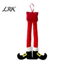 Christmas Gift for Car Lovers Elf Legs, Santa Legs Hanging Ornaments, Plush Stuffed Xmas Pendant, Holiday Interior Decor Fun Mirror, Door Handle, raudona