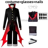 Dandadan Okarun Ken Takakura Cosplay Kostiumas Perukas Turbo Močiutės Galios Juodo Apykaklės Uniforma Garbanoti Trumpi Plaukai Helovino Šventės Kostiumas M black