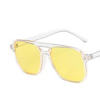 Madingi Vintažiniai Kvadratiniai Saulės Akiniai Moterims Didelis Rėmelis Skaidrus Geltonas Saulės Akinių Rėmelis Vasaros Kelionėms Retro Feminino only 1psc glasses white