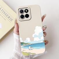 For Huawei Honor X8 4G 5G X8a X8b Phone Case Soft Liquid Silicone Bumper HonorX8 X 8 Anti-knock Cute Panda Astronaut Cover Capa Honor X8b white