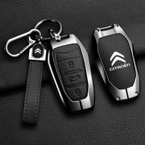 Cinko lydinio odinis automobilio nuotolinio valdymo pultelio dėklas Dangtelis Raktų apsauga Fob Citroen C1 C2 C4 C6 C3-XR Picasso Grand DS3 DS5 Aksesuarai hkmb45 black