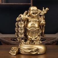 Maitreya Buddha Statue Home for Prosperity Laughing Figurine for The Living Room TV Cabinet Ornament High 9.5cm beige