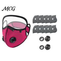 Construction Dust Mask Cycling Face with Filter & Breathing Valve, Reusable Carbon Lightweight Goggles, Protection Shield for Outdoor Motorcycle rožinė raudona spalva