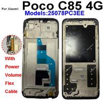 For Xiaomi Poco C75 C85 4G 5G Middle Frame Housing With Volume Buttons Parts Bezel Plate Housing Replacement Spare Parts C85 4G-LCD Frame