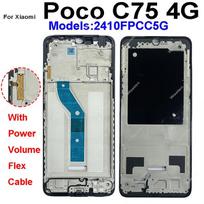 For Xiaomi Poco C75 C85 4G 5G Middle Frame Housing With Volume Buttons Parts Bezel Plate Housing Replacement Spare Parts C75 4G-LCD Frame gray