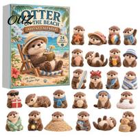 Xmas Hanging Charms Otters Advent Calendars 2026, 24 Days 2D Flat Acrylic Ornaments Christmas Holiday Gift for Otter Lovers Countdown Calendar, J