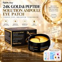 Farmstay 24K Gold & Peptide Solution Ampoule Eye Patch 90g / 60 Sheets black