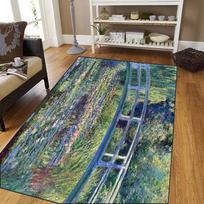 Didelis Monet Vandens lelijų impresionistinis paveikslas Kilimas svetainei Miegamajam Grindų kilimėlis Meno stilius Namų dekoras Kilimas Meno mėgėjams 40x60cm gray