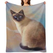 Seal Point Siamese Cat Throw Blanket Soft Plush Plaid Stuffeds Weighted Soft Plaid Blankets 30x40in gray