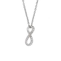 Collier - Aliona - Argent Massif Rhodié 925 - Pendentif Infini - 42 cm - Oxydes de zirconium Blancs white