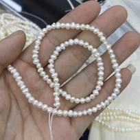 1 gija, baltos natūralios gėlavandenės perlų karoliukai papuošalų gamybai, „pasidaryk pats“ amatai (Karoliukai 3-4mm, Ilgis 36cm) 1String/3-4mm-36cm balta