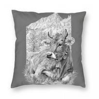 Bruna Alpina Mucca Cows Square Pillowcase Polyester Linen Velvet Printed Zip Decorative Pillow Case Home Cushion Case Peach skin 30*30(CM)-1Pcs gray