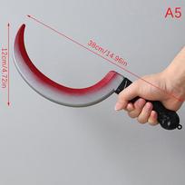 Dekoratyvinis kruvinas kirvis Realiai atrodantis plastikinis Helovino netikros mačetės statula pjautuvas peilis siaubo Cosplay rankos atrama namams A5 gray