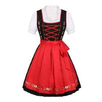 Suaugusių moterų vokiškas Bavarijos Oktoberfest kostiumų rinkinys, alaus kostiumas Dirndl suknelės Helovinui ir alaus festivalio karnavalui XL red