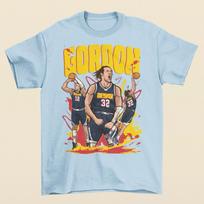 Aaron Gordon Cartoon Style Denver Basketball T-Shirt XS yellow