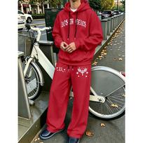 Men 2‑Piece Hoodie & Sweatpants Set Printed Casual Tracksuit M raudona