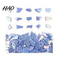 Smooth Edged Glass Mosaics Iridescent Mosaic Tiles Bulk for Crafts, 200/400g Broken Shiny Art Supplies Pieces DIY Home Garden Projects, Handmade 200g