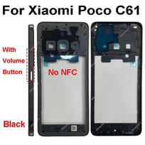 For Xiaomi Poco C61 C71 Middle Frame Housing With Side Buttons Parts Small Parts Cover Bezel Plate Housing Replacement Repair C61-Black gray